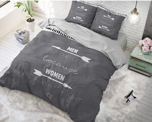 Povlečení ze 100% bavlny 140 x 220 Men & Women - Anthracite