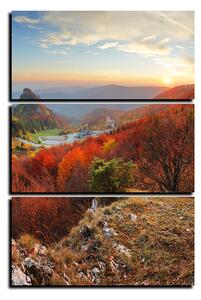 Obraz na plátně - Podzimní krajina při západu slunce, Slovensko, Vrsatec - obdélník 7260B (90x60 cm )