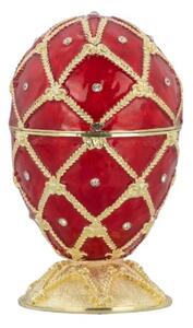 Smaltovaná skříňka na poklady Fabergého vejce 15 cm červená