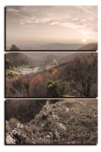 Obraz na plátně - Podzimní krajina při západu slunce, Slovensko, Vrsatec - obdélník 7260FB (120x80 cm)