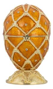 Smaltovaná šperkovnice bonboniéra Fabergého vejce 15 cm oranžová