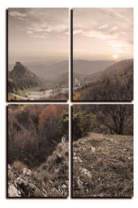 Obraz na plátně - Podzimní krajina při západu slunce, Slovensko, Vrsatec - obdélník 7260FE (90x60 cm)
