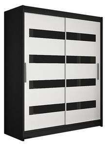 Velká šatní skříň WESTA IV černá/bílá šířka 150 cm