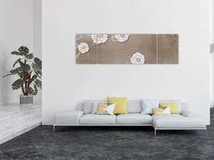 Obraz - Drapérie s květy (170x50 cm)