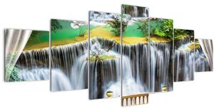 Obraz - Výhled na kouzelné vodopády (210x100 cm)