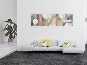 Obraz - 3D Abstrakce v pastelových barvách (170x50 cm)