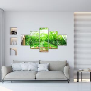Obraz - Výhled na tropickou zahradu (125x70 cm)