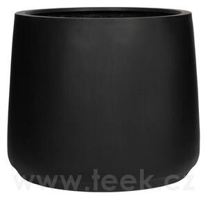 Pottery Pots Venkovní květináč kulatý Patt M, Black, kolekce Natural, kompozit Fiberstone, průměr 55 cm x v 46,5 cm, objem cca 104 l