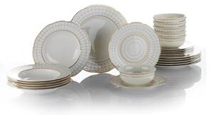 Jídelní sada 24 ks bílá/zlatá/porcelán