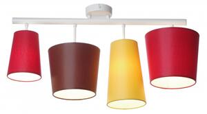 Light for home - Designový lustr v bílém provedení s červeným, žlutým a hnědým stínidly. 40944 "JAZZ", 4x40W, E14, bílá
