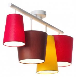 Light for home - Designový lustr v bílém provedení s červeným, žlutým a hnědým stínidly. 40944 