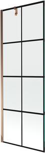 MEXEN - Next zástěna vanová, 1-křídlo, 70 x 150 cm - černá/vzor, růžově zlatá - 895-070-000-00-77-60