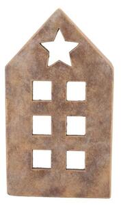 Zlatý antik cementový svícen domek House Gold XL - 19*12*33 cm - daan kromhout