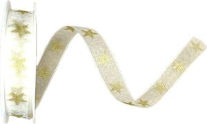 Stuha vánoční STARGLOW ORGANZA CREAM krémová 15mm x 3m (8,-Kč/m)