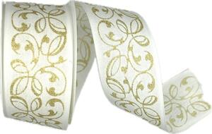 Stuha vánoční GOLDEN ELEGANCE SCROLL bílá 40mm x 2m (14,-Kč/m)