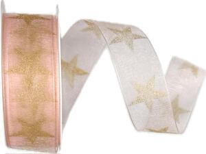 Stuha vánoční STARGLOW ORGANZA BLUSH meruňková 25mm x 3m (9,-Kč/m)