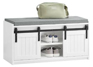 SoBuy FSR133-K-W Lavice na boty se sedátkem Skříňka na boty s posuvnými dveřmi Komoda na boty Úzký botník WD cca 90x46x35cm Bílá barva