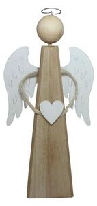 Dekorace anděl natur se srdcem 35 cm 2009268