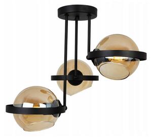 Light for home - Designová lampa se skleněnými stínidly a ozdobnými kovovými kroužky RING 2340/3/M, E27, Černá