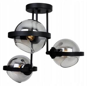 Light for home - Avantgardní závěsná lampa se skleněnými stínidly grafitového provedení RING 2340/3/G, 3x60W, E27, Černá