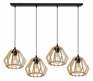 Light for home - Moderní svítidlo s dřevěnými stínidly v skandinávském stylu TIMBER 2360/4, 4x60W, E27, Černá