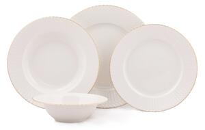 Jídelní sada 24 ks bílá/zlatá/porcelán