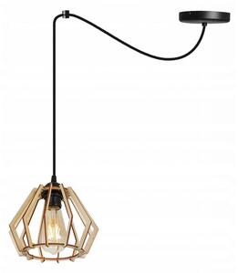Light for home - Dřevěná závěsná lampa se stínidlem ve tvaru diamantu SPIDER TIMBER 2360/1, E27, Černá