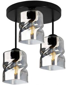 Light for home - Moderní lustr na tyči se třemi skleněnými stínidly NIKI 2195/3/OP, E27, Černá