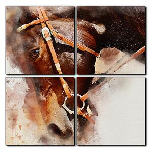 Obraz na plátně - Koňská hlava v abstráktním zobrazení- čtverec 3263E (60x60 cm)