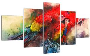 Obraz červených papoušků ara (125x70 cm)