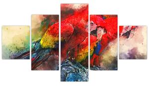 Obraz červených papoušků ara (125x70 cm)