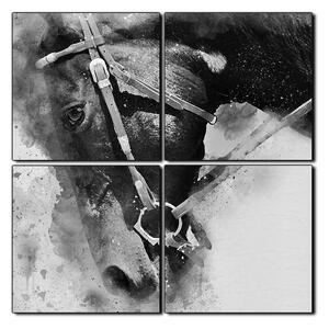 Obraz na plátně - Koňská hlava v abstráktním zobrazení- čtverec 3263QE (60x60 cm)