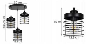 Light for home - Moderní závěsné svítidlo se třemi světelnými zdroji ve stylu Loft vyrobené z kovu RASTI 2205/3/OW, E27, Černá
