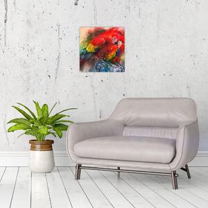 Obraz červených papoušků ara (30x30 cm)