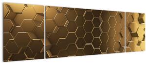 Obraz - Zlaté hexagony (170x50 cm)