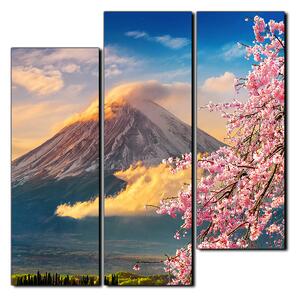 Obraz na plátně - Hora Fuji a třešňové květiny na jaře- čtverec 3266D (75x75 cm)