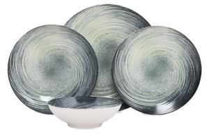 Jídelní sada 24 ks zelená/černá/porcelán