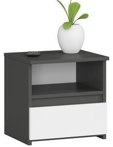 Ak furniture Noční stolek CL1 40 cm grafitově šedý/bílý