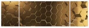 Obraz - Zlaté hexagony (170x50 cm)