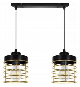 Light for home - Moderní svítidlo na lanku se zlatými kovovými stínidly RASTI 2205/2/Z, E27, Černá