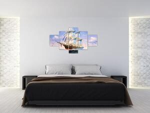 Obraz lodě na vlnách (125x70 cm)