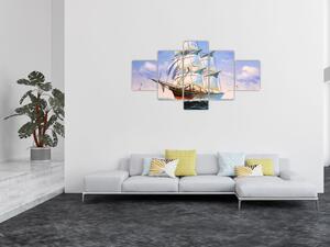 Obraz lodě na vlnách (125x70 cm)