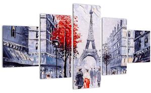 Obraz uličky v Paříži, olejomalba (125x70 cm)