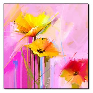 Obraz na plátně - Abstraktní malba, jarní květiny reprodukce- čtverec 3269A (50x50 cm)