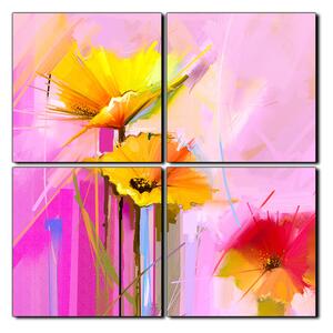 Obraz na plátně - Abstraktní malba, jarní květiny reprodukce- čtverec 3269E (60x60 cm)