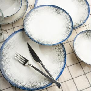 Jídelní sada 24 ks bílá/modrá/porcelán