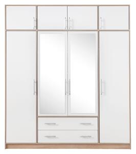 SMART sb | šatní skříň SRL1 + nástavec SRN1 + zrcadlo | 200 cm | sonoma/bílá