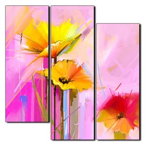 Obraz na plátně - Abstraktní malba, jarní květiny reprodukce- čtverec 3269D (75x75 cm)