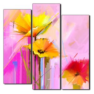 Obraz na plátně - Abstraktní malba, jarní květiny reprodukce- čtverec 3269C (75x75 cm)