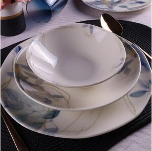 Jídelní sada 24 ks bílá/modrá/porcelán